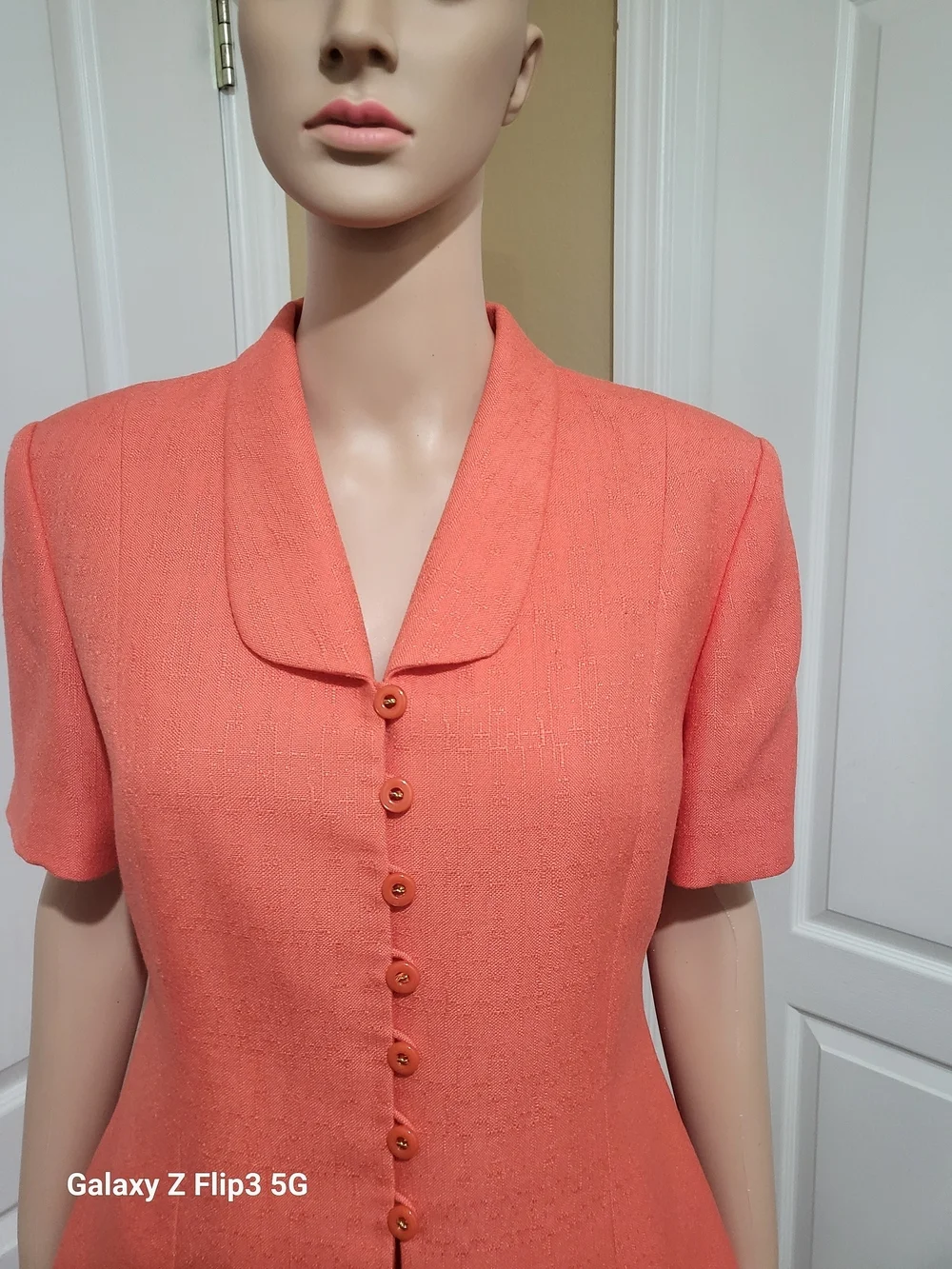 Kasper Coral-Orange Short Sleeve Skirt Suit Pre-owned 12P